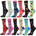 thumbnail image 1 of Frenchic 12 Pairs Women's Colorful Patterned Funny Playful Casual Fashion Crew Socks, 1 of 3