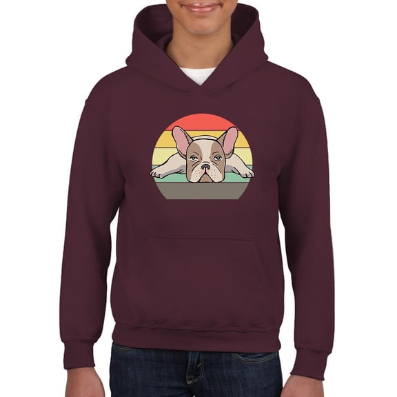 Frenchie Bulldog Retro Style Hoodie Juniors -Image by Shutterstock, Small