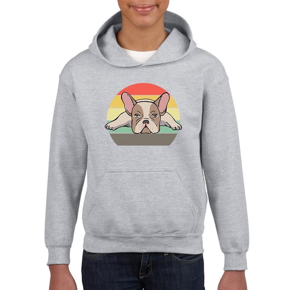 Frenchie Bulldog Retro Style Hoodie Juniors -Image by Shutterstock, x-Large
