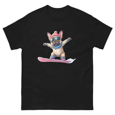 Frenchie Dog Snowboarding Fun Snowboarder T-Shirt