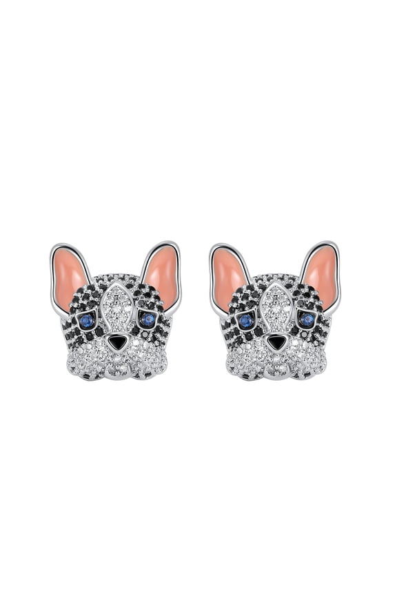 Frenchie Dog Stud Earrings for Women French Bulldog Cubic Zirconia Ginger Lyne Collection
