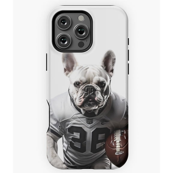 Frenchie Field General Football Dog Phone Case for iPhone 16 15 14 13 12 11 Pro Max