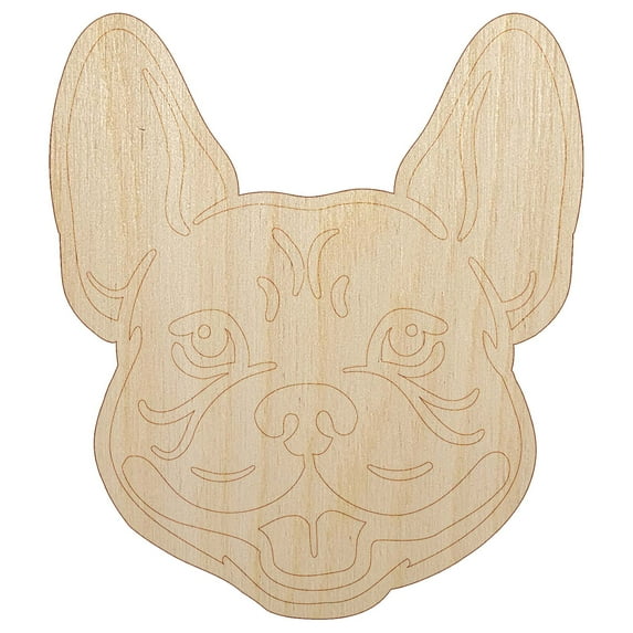 Frenchie French Bulldog Dog Head Wood Shape Unfinished Piece Cutout Craft DIY Projects - 6.25 Inch Size - 1/4 Inch Thick