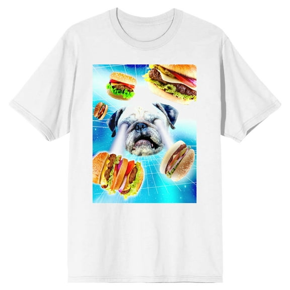 Frenchie French Bulldog Laser Eyes Chaneling Hamburgers Men's White T-Shirt Tee Shirt-Medium