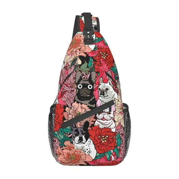 Frenchie French Bulldog Sling Crossbody Chest Bag Men Casual Dogs Pet Lover Shoulder Backpack for Hiking