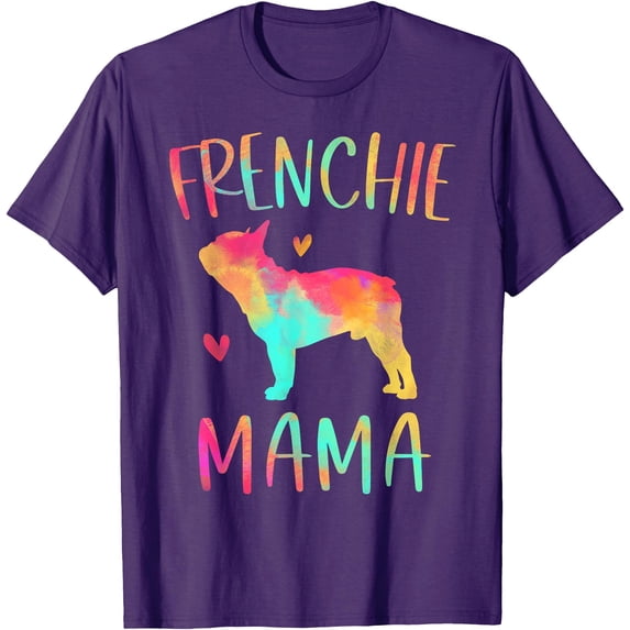 Frenchie Mama Colorful French Bulldog Gifts Dog Mom Softstyle Unisex T-Shirt,Purple Color,Size YS