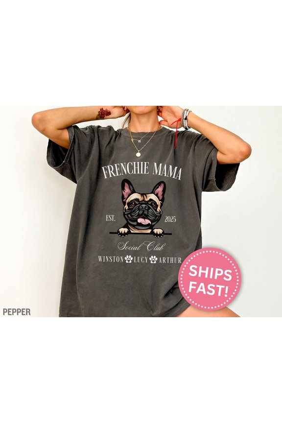 Frenchie Mama Shirt Personalized Frenchie Mama Social Club Tshirt Custom French Bulldog Ma