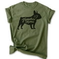thumbnail image 1 of Frenchie Mama T-shirt, Unisex Women's Shirt, French Bulldog Owner, Best Dog Mom Gift, Heather Military Green, Small, 1 of 6