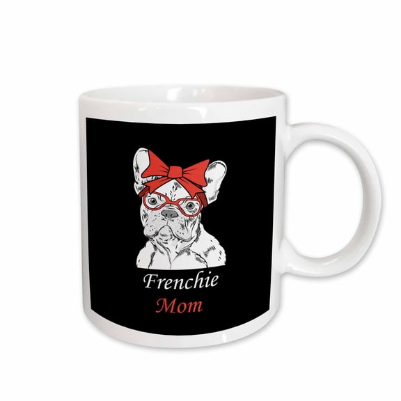 3drose, Frenchie Mom Mother with French Bulldog Dog Portrait, 11oz Mug