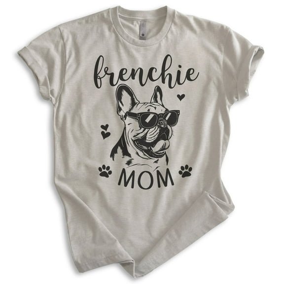Frenchie Mom T-shirt, Unisex Women's Shirt, French Bulldog Owner, Best Dog Mom Gift, Light Silk Gray, Large