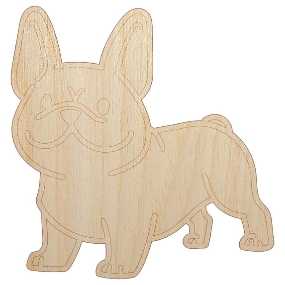 Frenchie Standing French Bulldog Dog Wood Shape Unfinished Piece Cutout Craft DIY Projects - 4.70 Inch Size - 1/4 Inch Thick