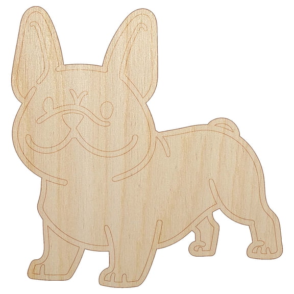 Frenchie Standing French Bulldog Dog Wood Shape Unfinished Piece Cutout Craft DIY Projects - 4.70 Inch Size - 1/8 Inch Thick