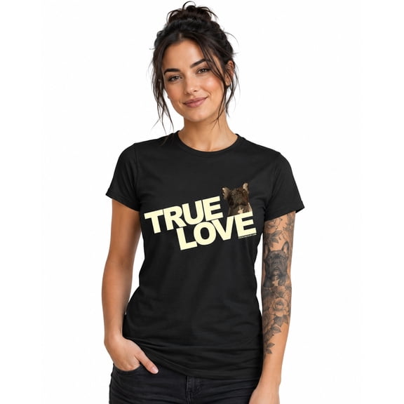 Frenchie True Love Women's French Bulldog Slim Fit T-Shirt & Bag (Small)
