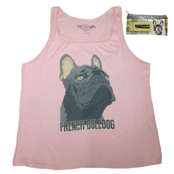 Frenchie Women's French Bulldog Frenchie Loose Fit Tank Top and Bag Multi-Pack (Small)