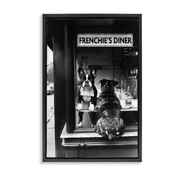 Stupell Industries Frenchie's Diner Window View Black Framed Floater Canvas Wall Art, design by Annabelle Hall, 25 x 17