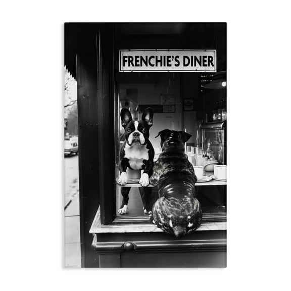 Stupell Industries Frenchie's Diner Window View Canvas Wall Art, design by Annabelle Hall, 24 x 16