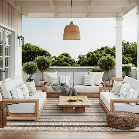 Rugs USA Alary Casual Striped Indoor/Outdoor Area Rug, 6' x 9', Alary Ivory