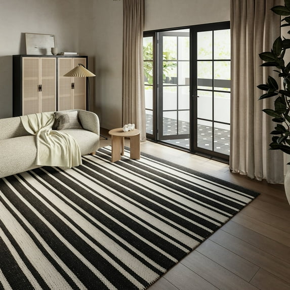 Rugs USA Bowery Striped Wool Area Rug, 2' 6" x 8', Runner, Bowery Charcoal