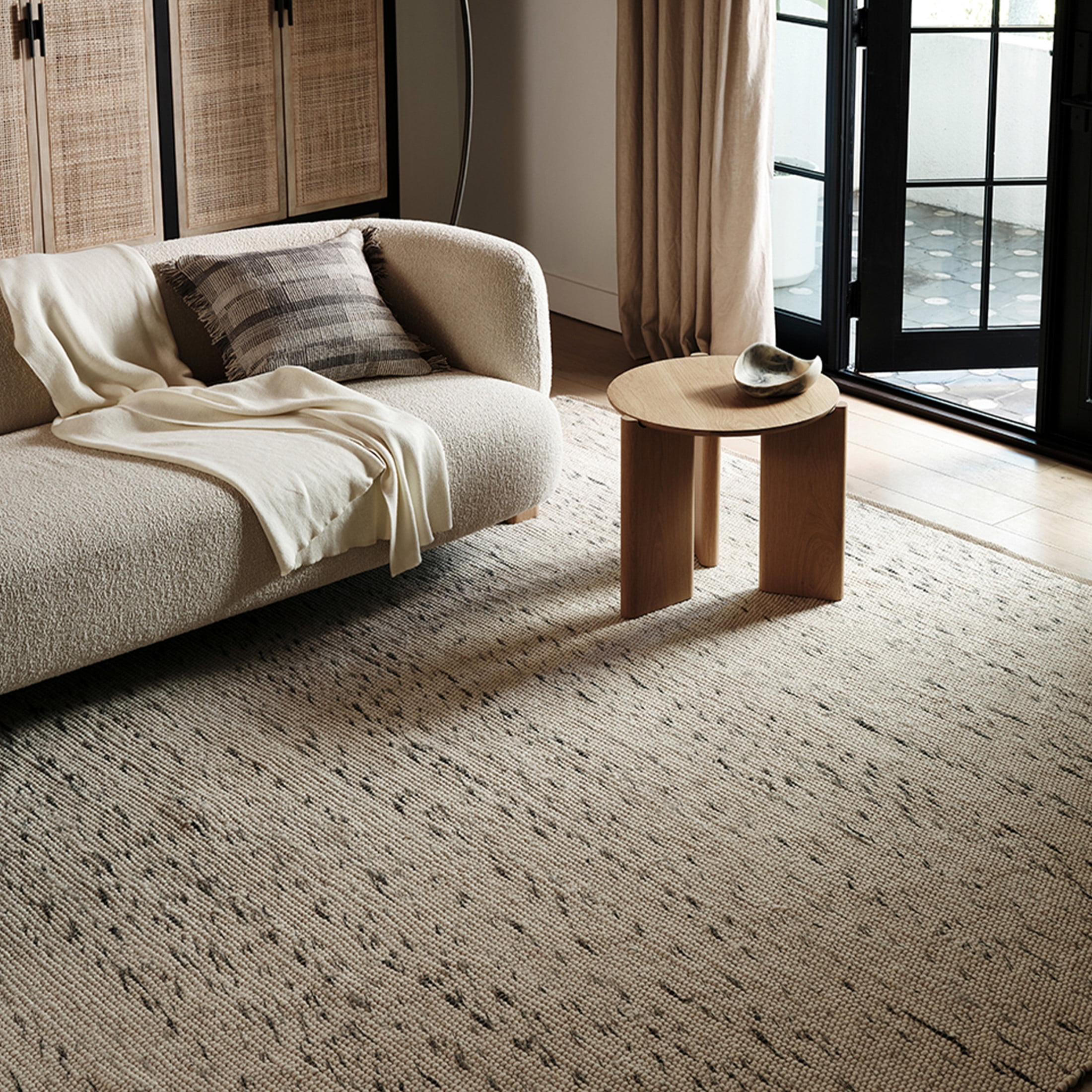 Ivory and Black Flat Woven Wool Stripe Rug, 4' x 6'
