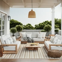 Frenshe Interiors x Rugs USA Hermine Striped Indoor/Outdoor Area Rug, 5' x 8', Hermine Brown