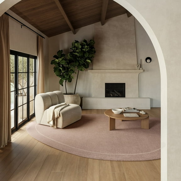 Rugs USA Los Feliz Abstract Wool Area Rug, 5' x 8', Shaped, Los Feliz Mauve