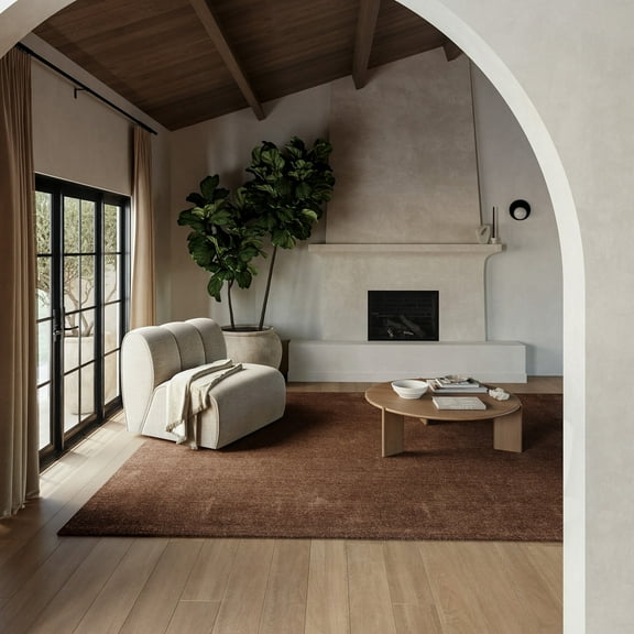 Rugs USA Maru Wool Area Rug, 4' x 6', Maru Dark Brown