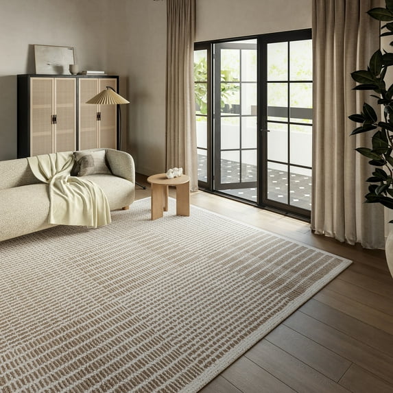 Rugs USA Montceito Tiled Wool Area Rug, 9' 6" x 13' 6", Montceito Taupe