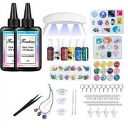 Frenshion UV Resin Kit with Light,113Pcs Resin Jewelry Making Kit with 200g Fast Cure Clear Hard Low Odor UV Resin, Color Pigment, Resin Accessories, UV Resin Starter Kit for Jewelry Making