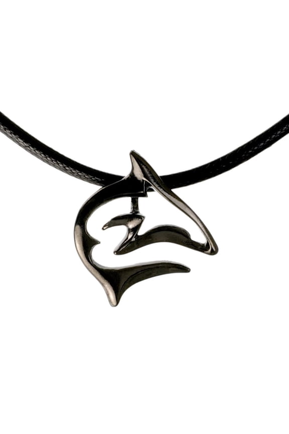 "Frenzy" Reef Shark Ocean Theme Sea LIfe Pewter Pendant Necklace Hematite Finish