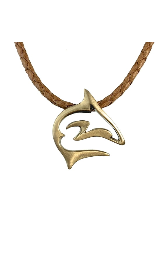 Frenzy Reef Shark Sea Life Ocean Theme Solid Bronze Pendant Necklace