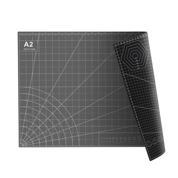 FrenzyBird 23" x 17" Large Self Healing PVC Cutting Mat, Double Sided, Gridded Rotary Cutting Board for Craft, Quilting, Fabric, Scrapbooking,Sewing(A2-Black or Gray)