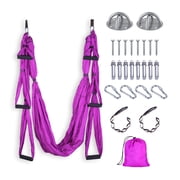 FrenzyBird Flying Yoga Swing Hammock Including Ceiling Anchors, Ideal for Gym & Home Hanging Purple