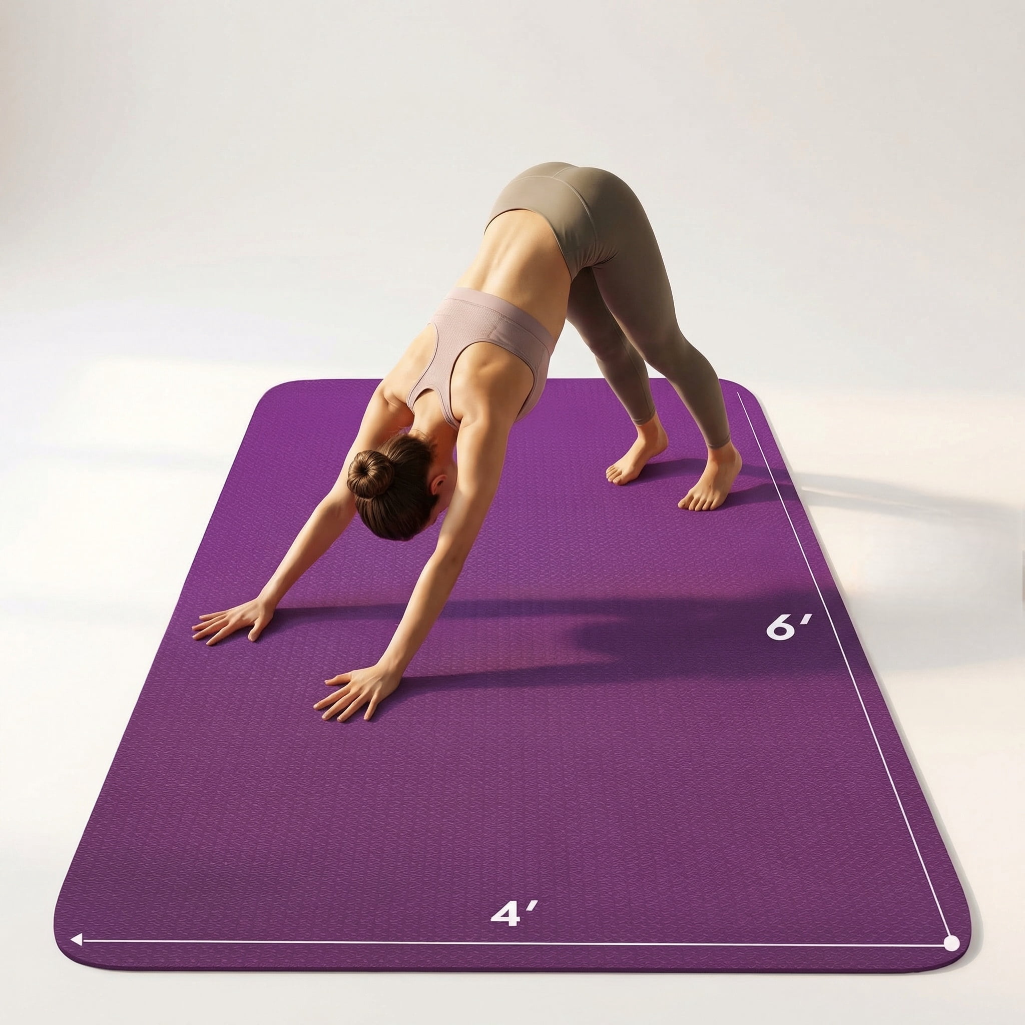 FrenzyBird Large Yoga Mat 6'x4' (72"x48") 183x122cm, 1/4" & 1/3" Thick TPE Non-Slip Extra Wide Exercise Mat, Big Home Workout Mat for Yoga, Pilates, Gym & Floor Workouts for Women & Men（6mm Purple）