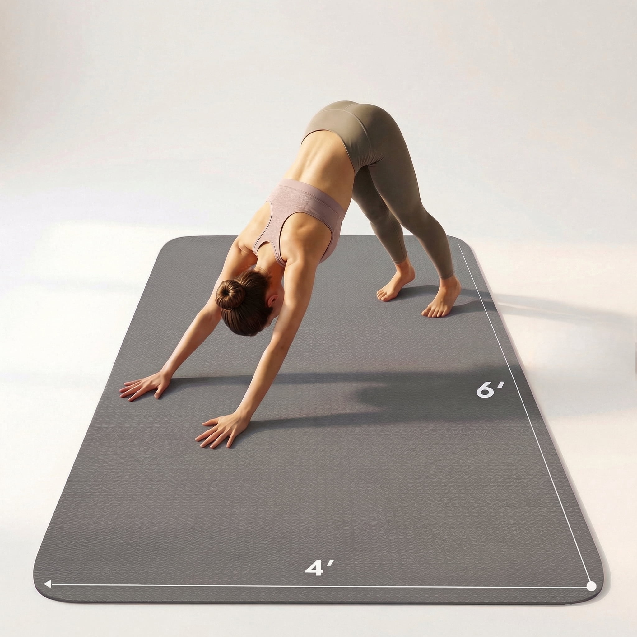 FrenzyBird Large Yoga Mat 6'x4' (72"x48") 183x122cm, 1/4" & 1/3" Thick TPE Non-Slip Extra Wide Exercise Mat, Big Home Workout Mat for Yoga, Pilates, Gym & Floor Workouts for Women & Men（6mm Gray）