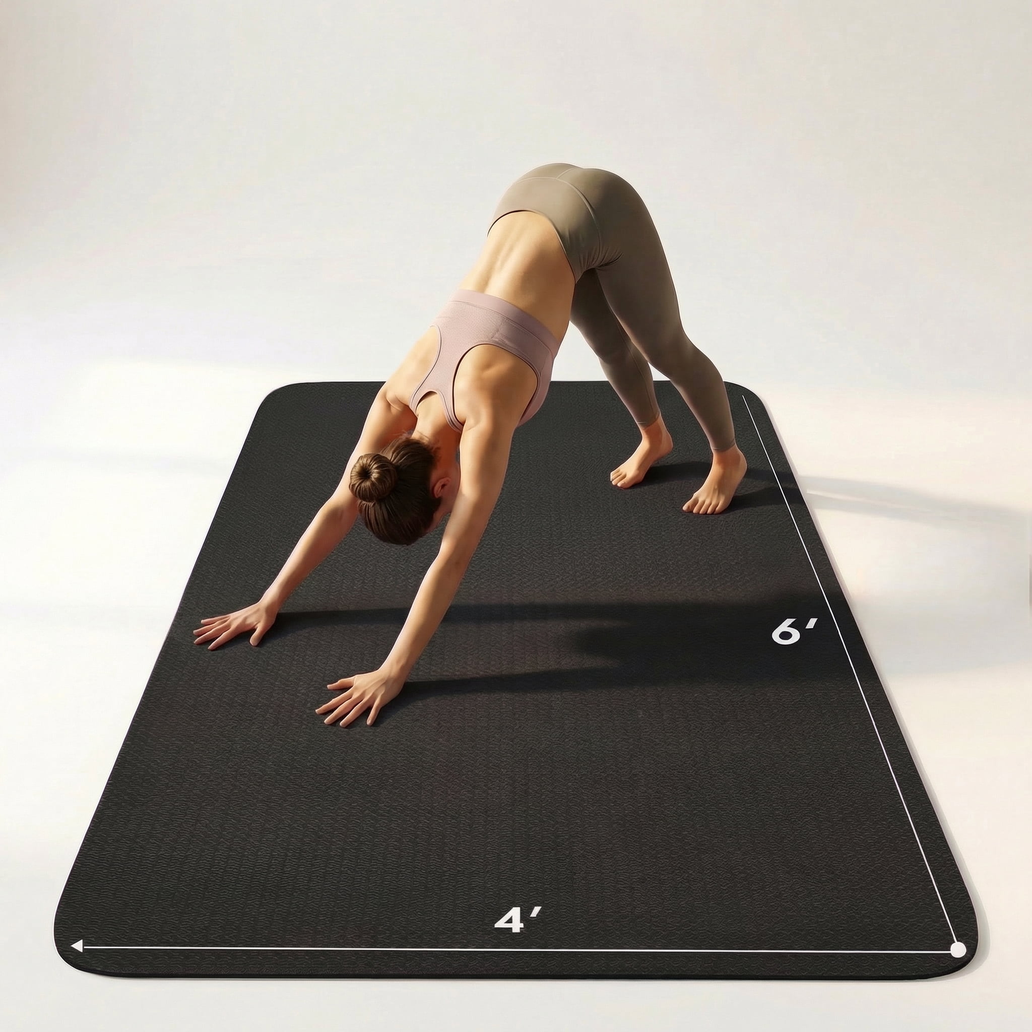FrenzyBird Large Yoga Mat 6'x4' (72"x48") 183x122cm, 1/4" Thick TPE Non-Slip Extra Wide Exercise Mat, Big Home Workout Mat for Yoga, Pilates, Gym & Floor Workouts for Women & Men（6mm Black）