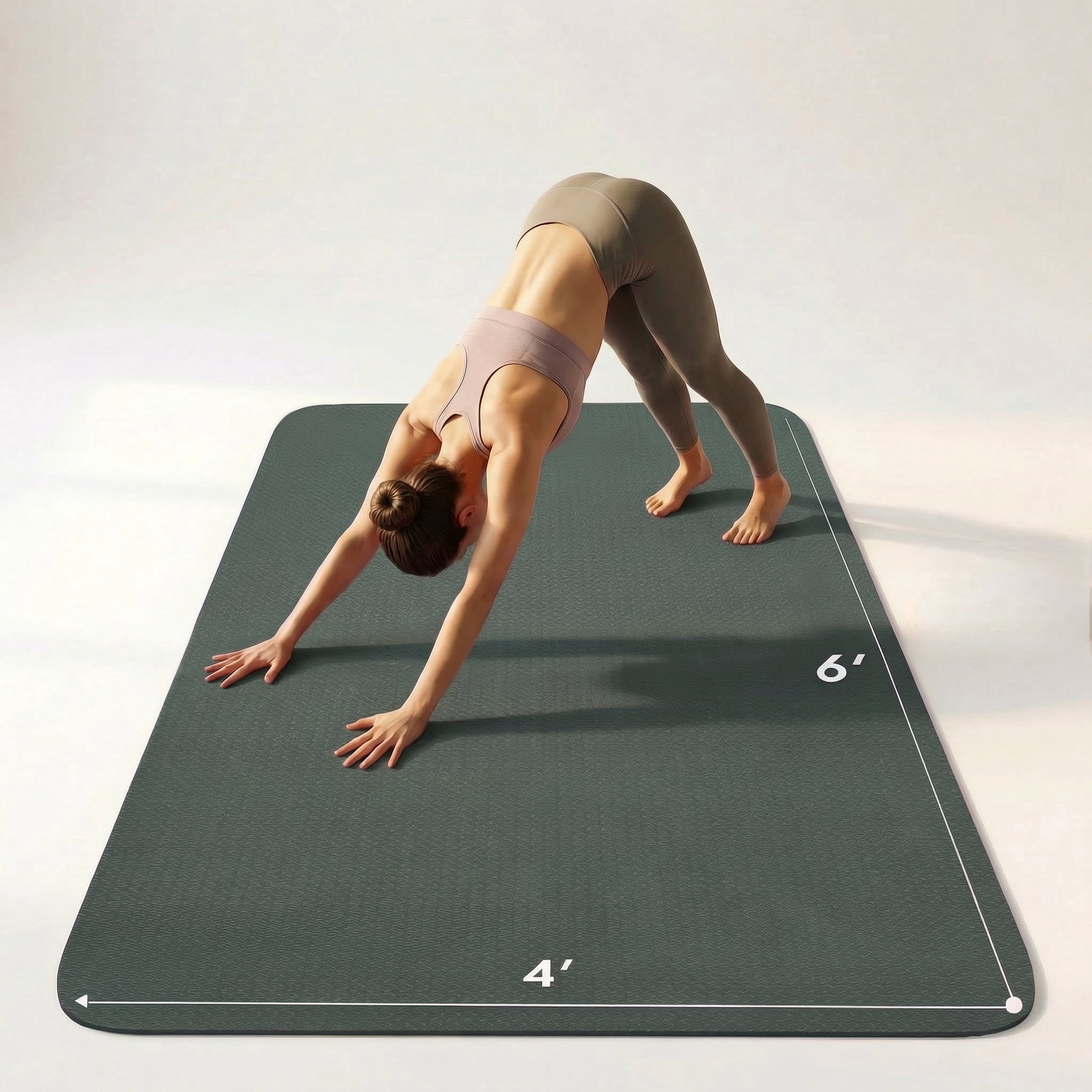 FrenzyBird Large Yoga Mat, 6'x4'(72"x48") 183x122cm, 6mm thick TPE non-slip extra wide exercise mat. Ideal for home yoga, Pilates, gym & floor workouts, suitable for women and men (Dark Green)