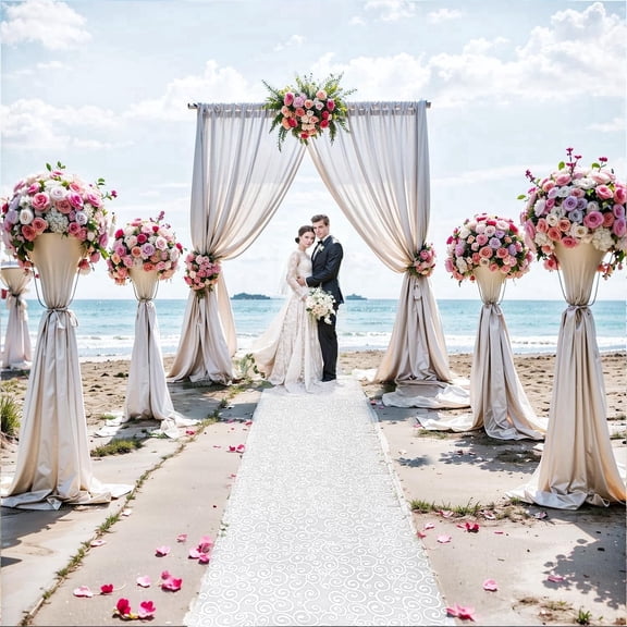 FrenzyBird Thickened Aisle Runner for Wedding CeremonyFeet White Aisle Runner Walkway for Indoor Outdoor Wedding Church Decorations ,Halloween Parties can Also use a Carpet,50g(Vine, 3x50Feet)