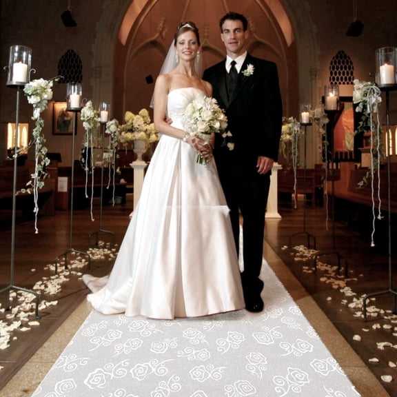 FrenzyBird Thickened Aisle Runner for Wedding CeremonyFeet White Aisle Runner Walkway for Indoor Outdoor Wedding Church Decorations ,Halloween Parties can Also use a Carpet,50g(Rose, 3x50Feet)
