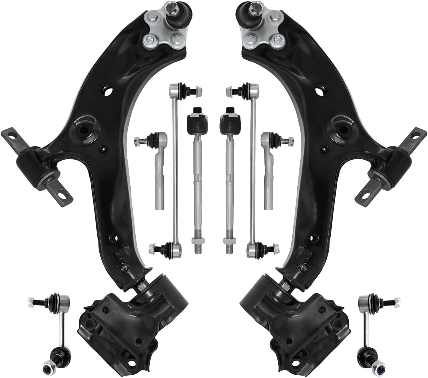 Frenzybro 10 PCs Front Lower Control Arm With Ball Joint Front Rear Sway Bar Outer Inner Tie Rod Replacement For 2012-2014 Honda CRV
