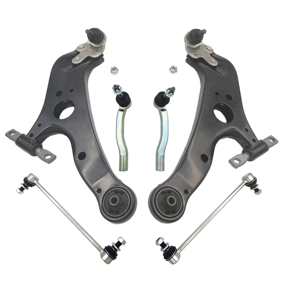 Frenzybro 6 PCs Front Lower Control Arm Ball Joint Bushing Suspension Kit w/ Tie Rods Sway Bar Replacement For 2011-2018 Toyota Sienna
