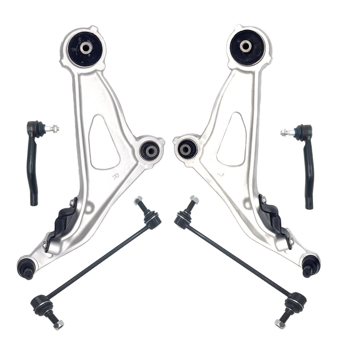 Frenzybro 6PCS Front Lower Control Arms w/Ball Joints Sway Bar Link Tie Rod End Replacement for 2013-2019 Nissan Pathfinder 2014-19 Infiniti QX60 2013 JX35