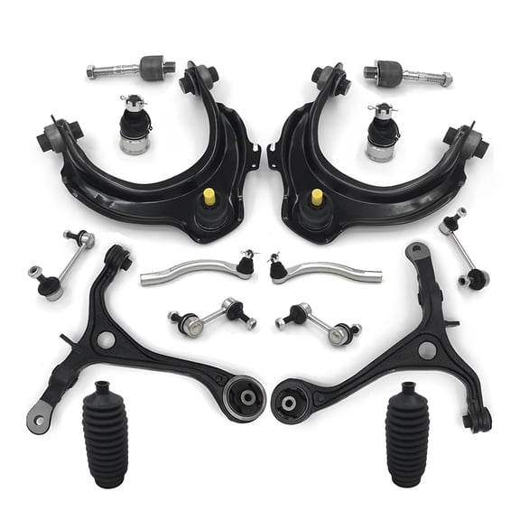 Frenzybro Suspension Kit, Front Upper Lower Control Arm w/Ball Joints Sway Bar Links Outer Inner Tie Rods Boots Compatible With 2003 - 2007 Honda Accord, 2004 - 2008 Acura Tsx