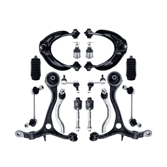 Frenzybro Suspension Kit, Replacement For Front Upper Lower Control Arm with Ball Joints Outer Inner Tie Rod End with Boots Sway Bar Link Compatible With 2008 - 2012 HONDA ACCORD - 16 Pcs