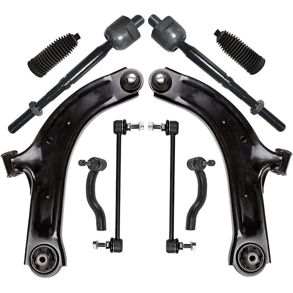 Frenzybro10Pcs Front Lower Control Arm with Ball Joint Sway Bar Link Outer Tie Rod Replacement For 2007-2012 Nissan Versa and 2009-2014 Cube Cube professional suspension kit