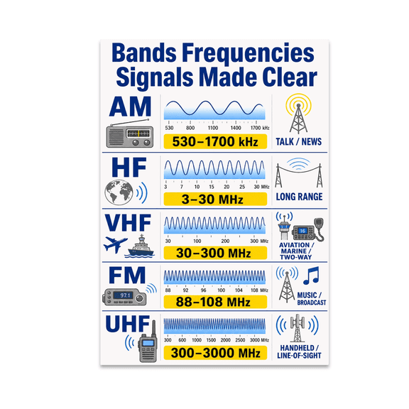 Frequency Reference Chart - Utility Communications Enthusiast - 13x19 Poster Print