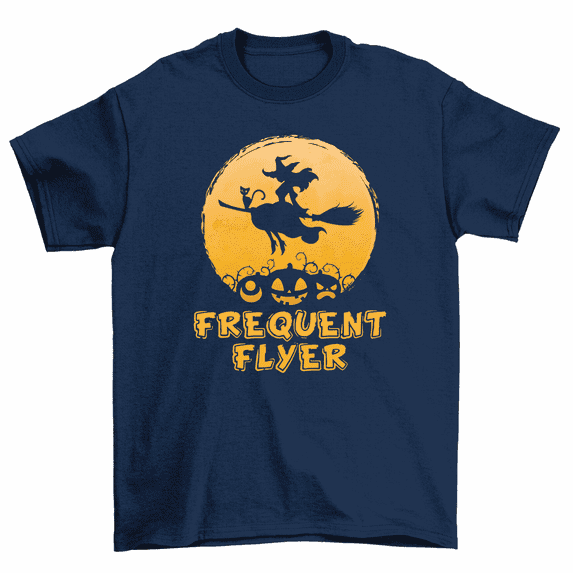 Frequent Flyer T-Shirt Witch Broom Flying Halloween Tee Men Women
