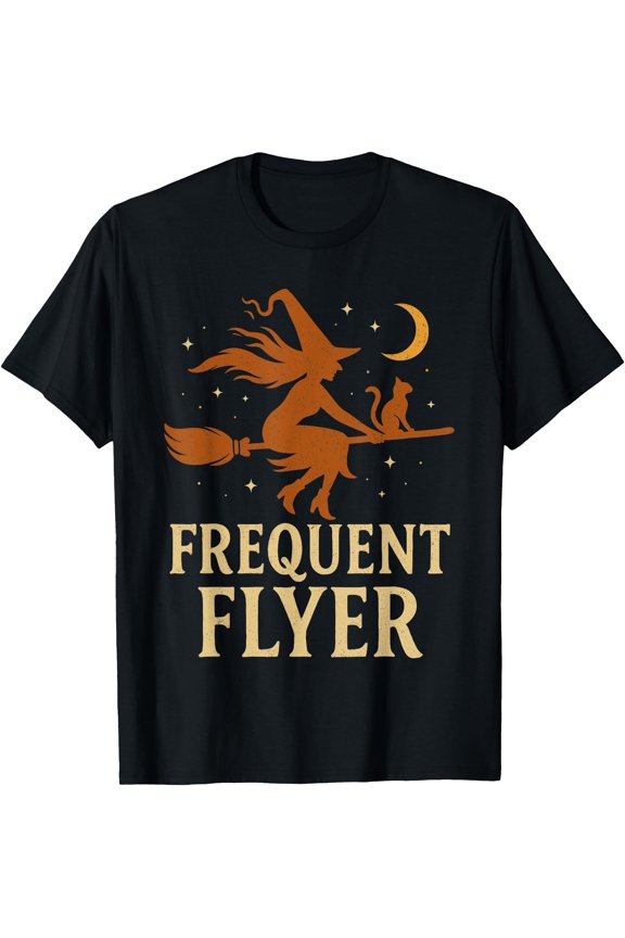 Frequent Flyer Witch Halloween Hat Broom Classic Version T-Shirt , Vintage T-Shirt