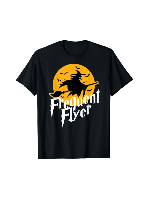 Frequent Flyer Witch Halloween T Shirt Size S-5XL