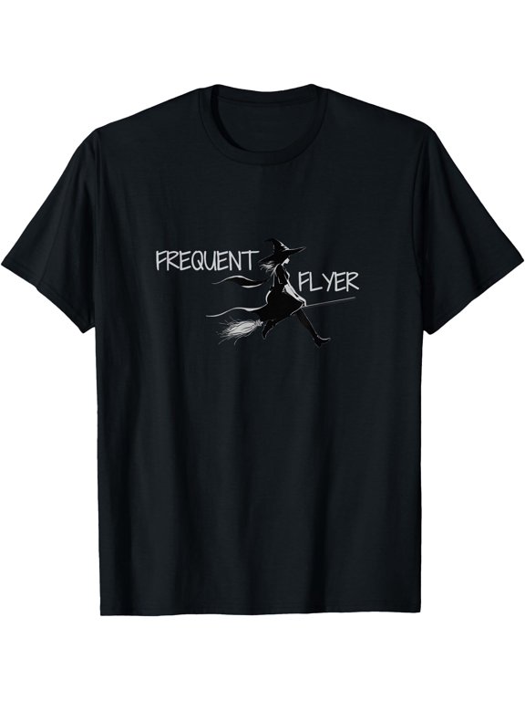 Frequent Flyer Witches Radding Broomstick Easy Halloween T-Shirt