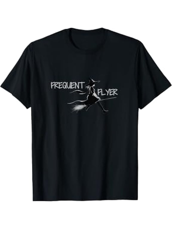 Frequent Flyer Witches Radding Broomstick Easy Halloween T-Shirt